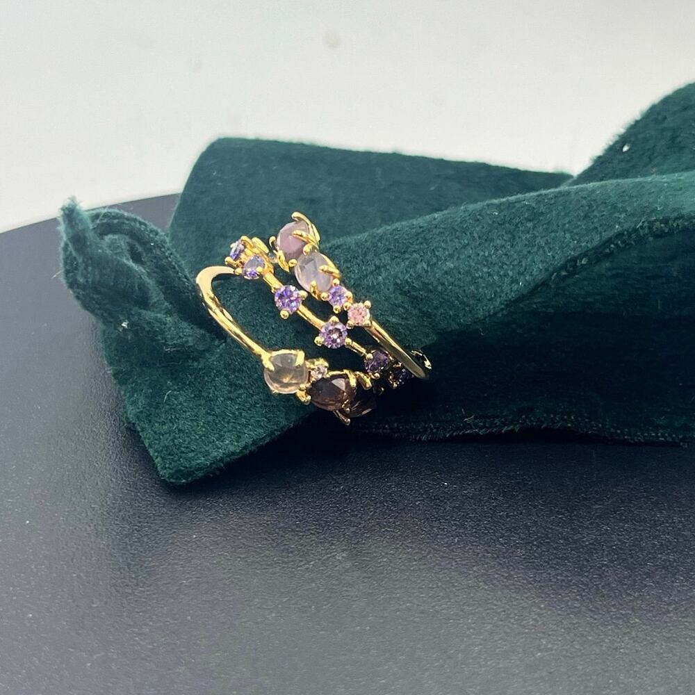 Anthropologie February Purple Birthstone Stacked Rings Set of Three Size 7 New‎
